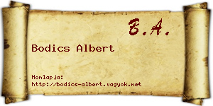 Bodics Albert névjegykártya